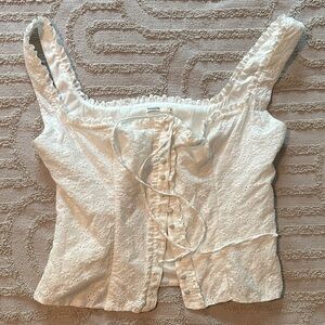 House of CB Cream Ruched Tie Front Blouse - Juana top